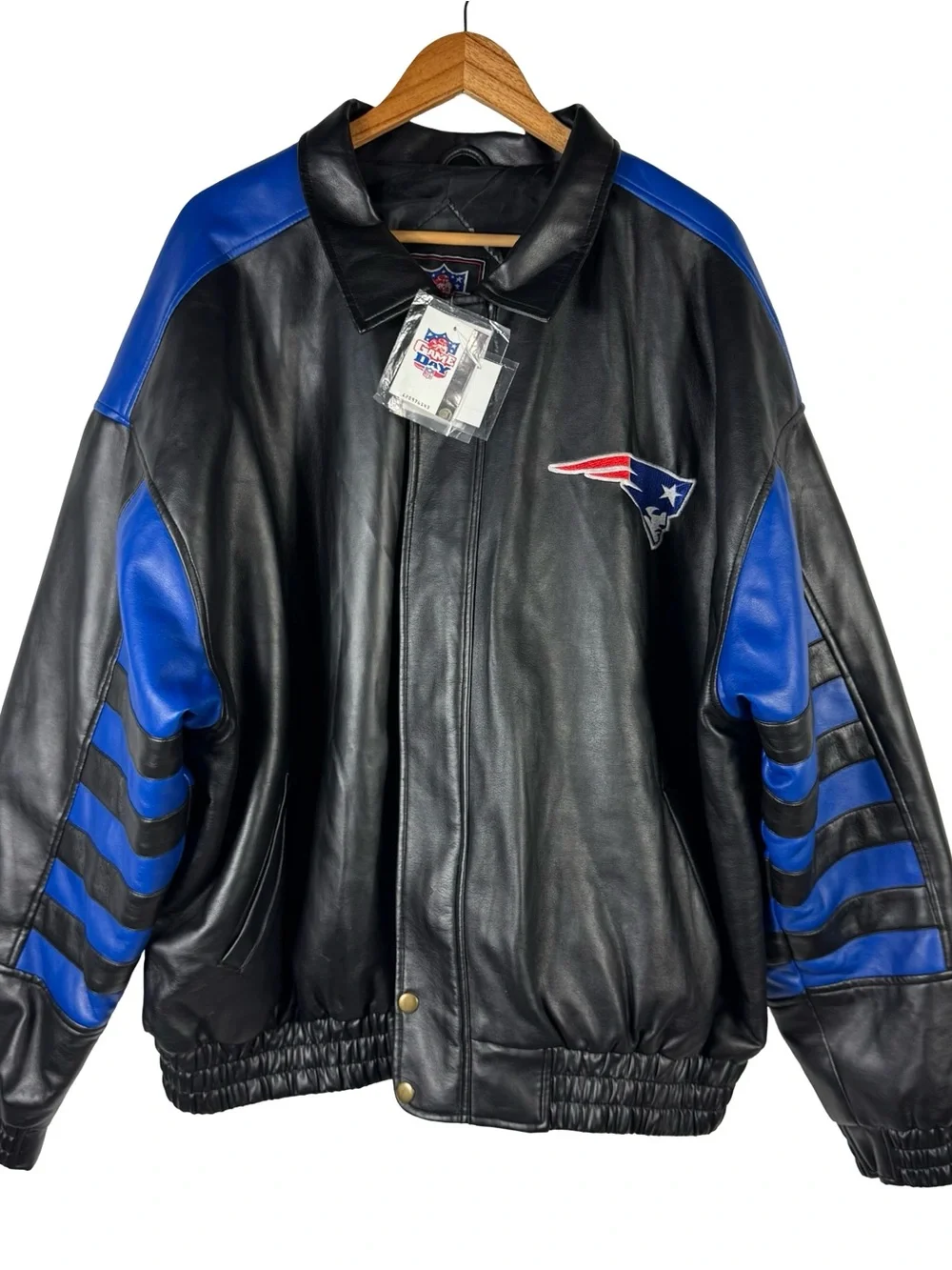 Vintage 90s NFL Game Day New England Patriots Leather Jacket Men's Size 2XL NWT